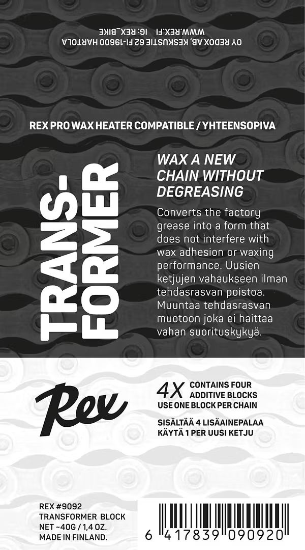 Rex Transformer rasvanmuuntaja lisäainepala kuumavahalle 40g