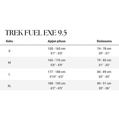 Trek Fuel EXe 9.5 täysjousto sähkömaastopyörä koko Trek Fuel EXe 9.5 täysjousto sähkömaastopyörä koko