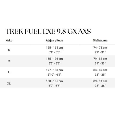 Trek Fuel EXe 9.8 GX AXS täysjousto maastopyörä Trek Fuel EXe 9.8 GX AXS täysjousto maastopyörä